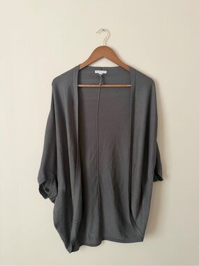New York & Company Charcoal Gray Open-Front Slub Cardigan